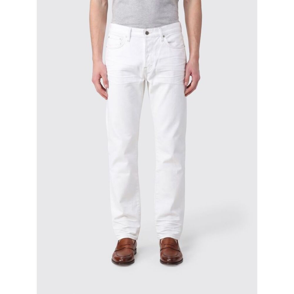 Tom Ford Men Tom Ford Straight Fit Five-Pocket Cotton Denim Jeans With Mid-Rise